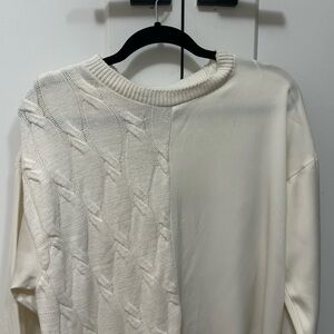Zara Cream Two-Texture Crewneck Sweater